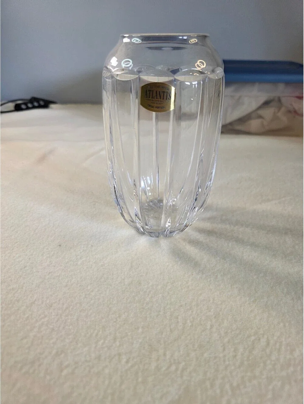 Vintage Atlantis Full Lead Crystal Vase Hand Cut Portugal 6 Inch Starburst